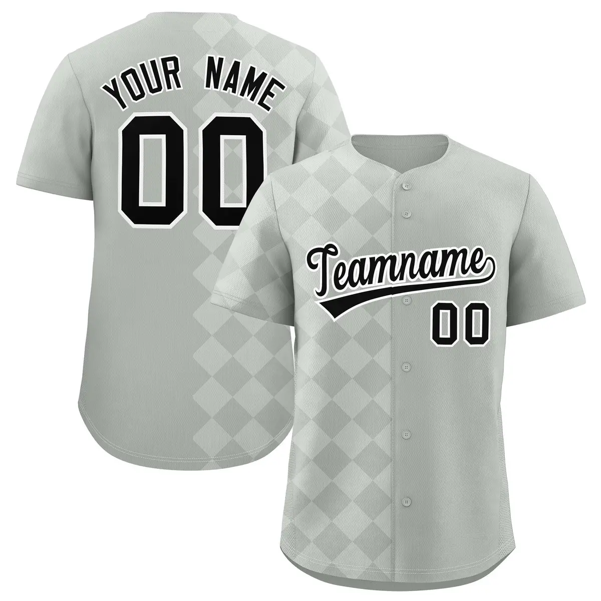 Gray Rhombus Design Authentic Baseball Jersey