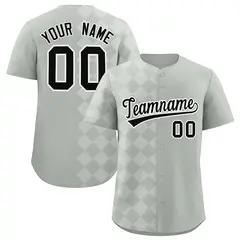 Gray Rhombus Design Authentic Baseball Jersey