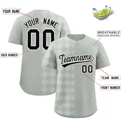 Gray Rhombus Design Authentic Baseball Jersey 2