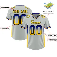 Gray Royal and Gold Gradient Sides Fashion Football Jersey 2