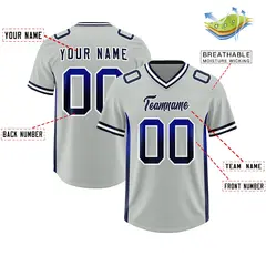 Gray Royal and Navy Gradient Sides Fashion Football Jersey 2