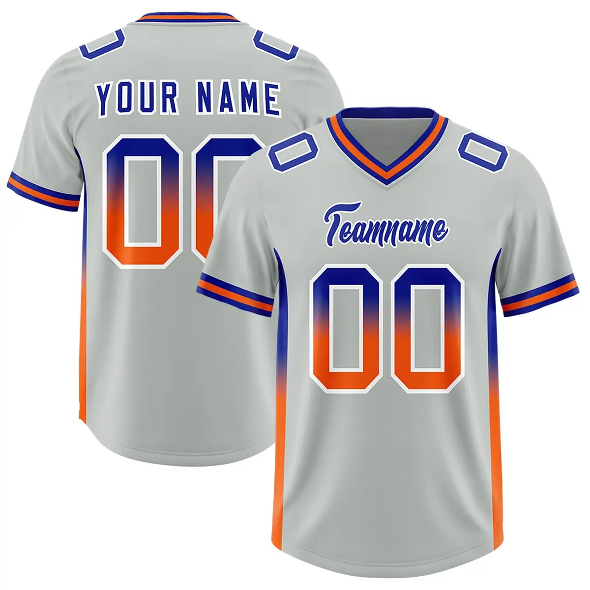 Gray Royal and Orange Gradient Sides Fashion Football Jersey