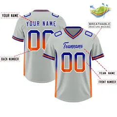 Gray Royal and Orange Gradient Sides Fashion Football Jersey 2