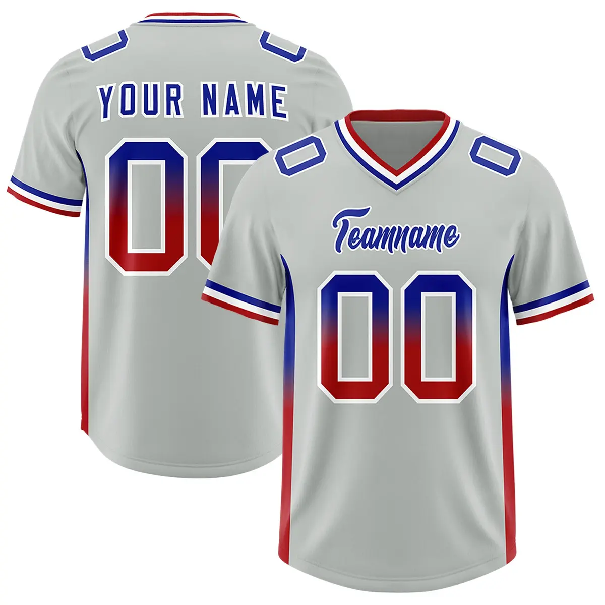 Gray Royal and Red Gradient Sides Fashion Football Jersey