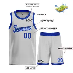 Gray Royal Classic Basketball Uniform Jersey 3