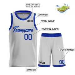 Gray Royal Classic Heal Sports Basketball Jersey Uniform Set 3