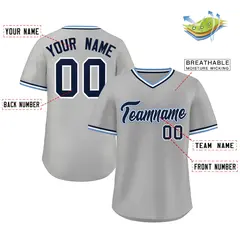 Gray Royal Classic V-Neck Pullover Baseball Jersey 2