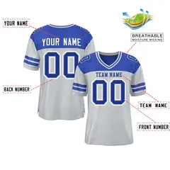 Gray Royal Color Block Authentic Football Jersey 2