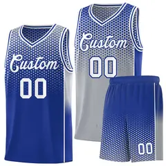 Gray Royal Dot Pattern Reversible Gradient Basketball Jersey Kits
