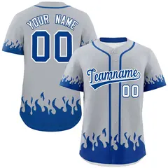Gray Royal Flame Graffiti Authentic Baseball Jersey 1