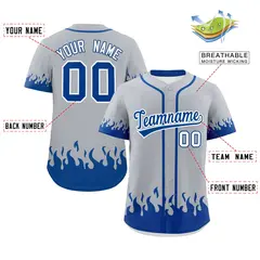 Gray Royal Flame Graffiti Authentic Baseball Jersey 2