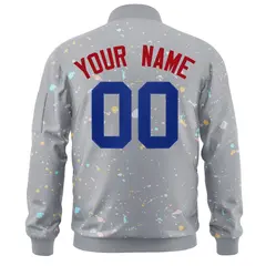 Gray Royal Full-Zip Graffiti Splash Varsity Letterman Jacket 4