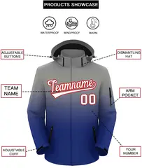 Gray Royal Gradient Hooded Waterproof Outdoor Jacket 2