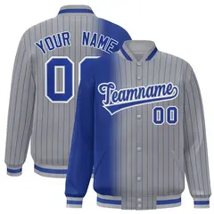 Gray Royal Gradient Pinstripe Full-Snap Varsity Baseball Jacket 1