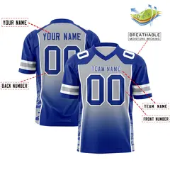 Gray Royal Gradient Side Pattern Football Jersey 2