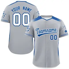 Gray Royal Gradient Star Pattern Authentic Baseball Jersey 1