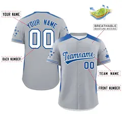 Gray Royal Gradient Star Pattern Authentic Baseball Jersey 2