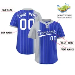 Gray Royal Gradient Stripe Two-Button Softball Jersey 2