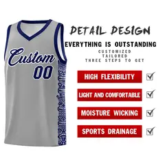 Gray Royal Indians Pattern Basketball Uniform Jersey 2