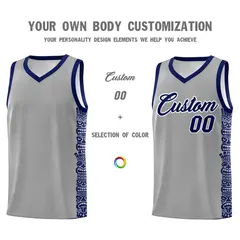 Gray Royal Indians Pattern Basketball Uniform Jersey 3