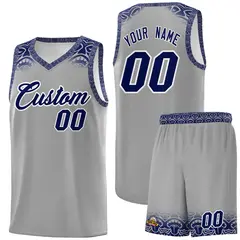Gray Royal Indians Print Sports Basketball Uniform Jersey 1