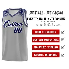 Gray Royal Indians Print Sports Basketball Uniform Jersey 2