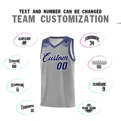 Gray Royal Indians Print Sports Basketball Uniform Jersey 4