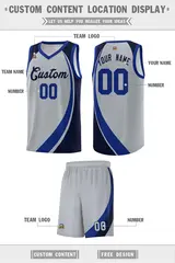 Gray Royal-Navy Color Block Sports Basketball Jersey 2