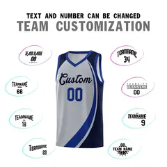 Gray Royal-Navy Color Block Sports Basketball Jersey 3