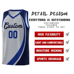 Gray Royal-Navy Color Block Sports Basketball Jersey 4
