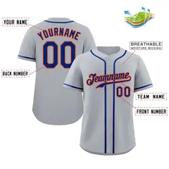 Gray Royal-Orange Classic Authentic Baseball Jersey 2