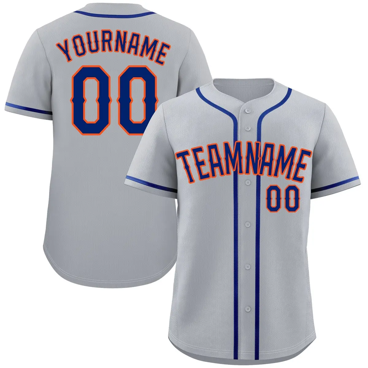 Gray Royal-Orange Classic Authentic Baseball Jersey