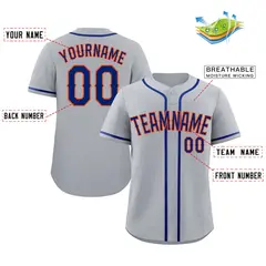 Gray Royal-Orange Classic Authentic Baseball Jersey 2