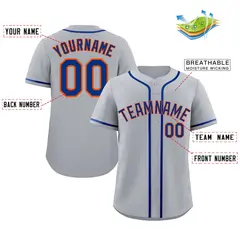 Gray Royal-Orange Classic Authentic Baseball Jersey 2