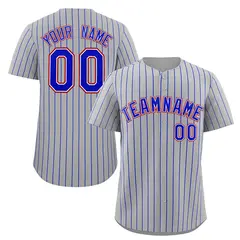 Gray Royal-Orange Stripe Fashion Baseball Jersey 1