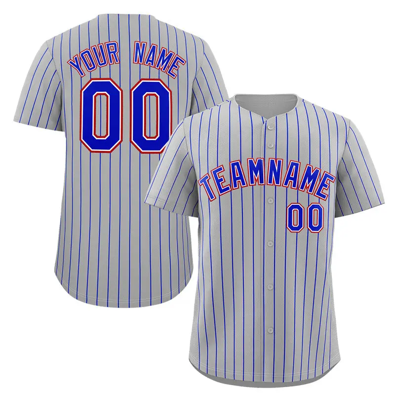 Gray Royal-Orange Stripe Fashion Baseball Jersey