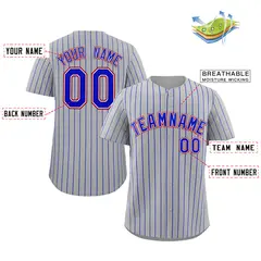 Gray Royal-Orange Stripe Fashion Baseball Jersey 2