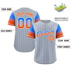 Gray Royal Orange-White Stripe Gradient Baseball Jersey 2