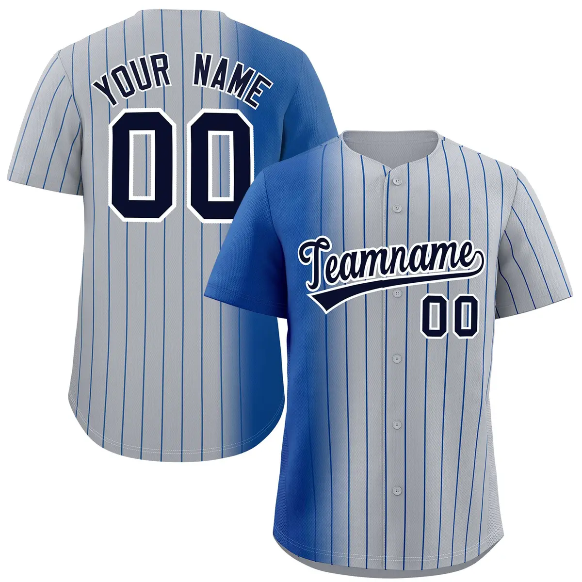 Gray Royal Pinstripe Gradient Baseball Jersey