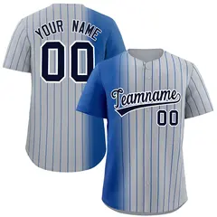Gray Royal Pinstripe Gradient Baseball Jersey