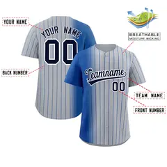 Gray Royal Pinstripe Gradient Baseball Jersey 2