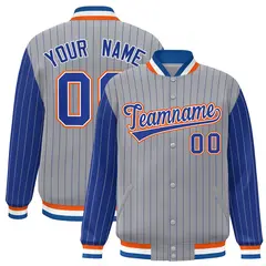 Gray Royal Pinstripe Raglan Varsity Letterman Jacket 1