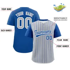 Gray Royal Pinstripe Two-Tone Authentic Baseball Jersey 2