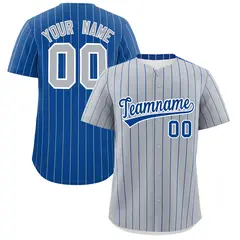 Gray Royal Pinstripe Two-Tone Authentic Baseball Jersey 1