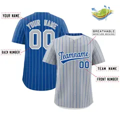 Gray Royal Pinstripe Two-Tone Authentic Baseball Jersey 2