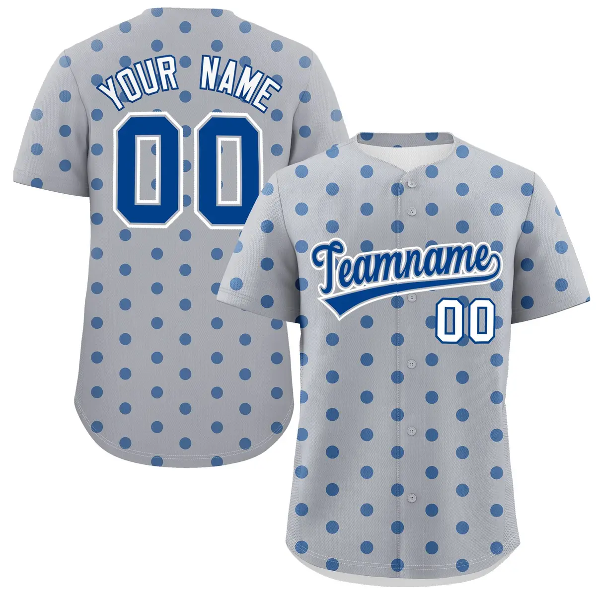 Gray Royal Polka Dot Graffiti Authentic Baseball Jersey