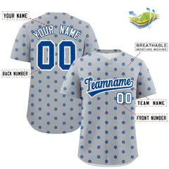 Gray Royal Polka Dot Graffiti Authentic Baseball Jersey 2