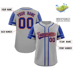 Gray Royal Raglan Sleeves Authentic Baseball Jersey 2