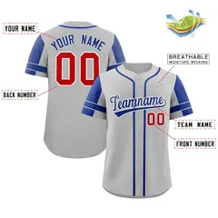 Gray Royal Raglan Sleeves Authentic Baseball Jersey 2