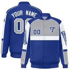 Gray Royal Raglan Sleeves Varsity Letterman Jacket 1